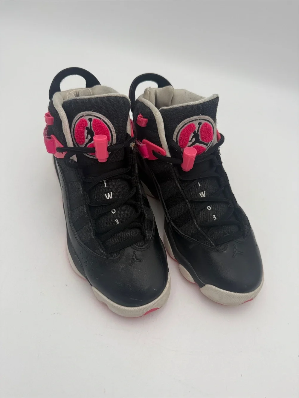 Nike air Jordan 6 rings Black Pink High-Top Basketball Shoes youth 4.5 retro